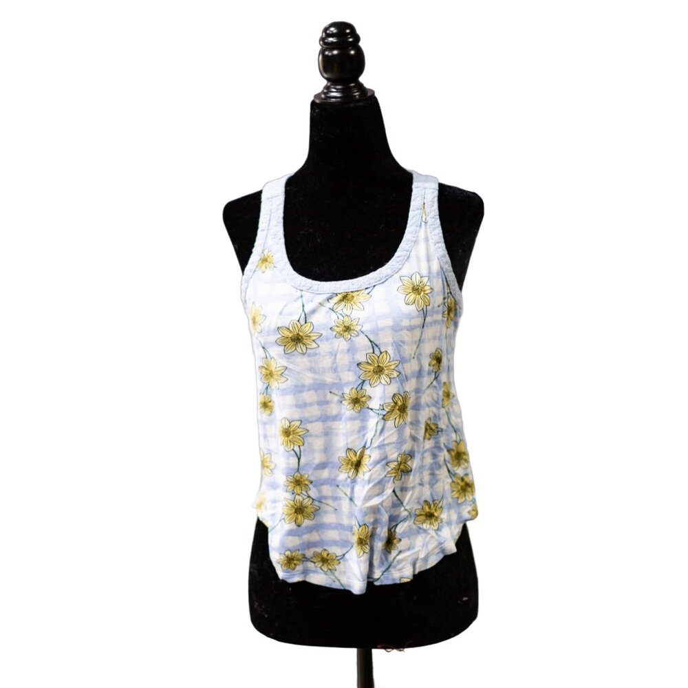 Candie's Blue Gingham w/ Daisy Tank Top, Size Small